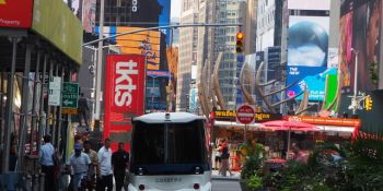 First self-driving shuttle coasts into New York’s Times Square